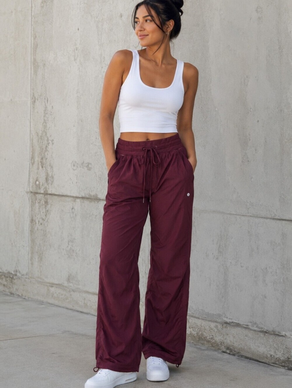 Lululemon Dance Studios Pant Burgundy Size 2 Wide Leg Adjustable Hem - Picture 11 of 12